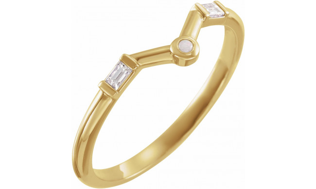 14K Yellow Opal & .08 CTW Diamond V Ring - 72140101P