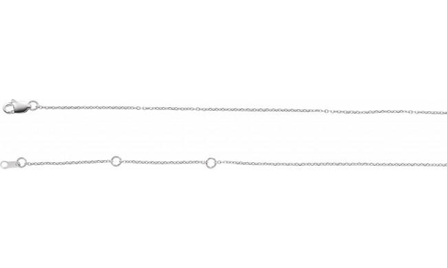 14K White 1 mm Adjustable Diamond-Cut Cable Chain 6 1/2-7 1/2 Bracelet - CH1101601P
