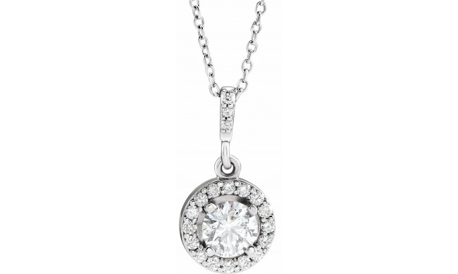 14K White 5/8 CTW Diamond Halo-Style 18 Necklace - 8530460001P