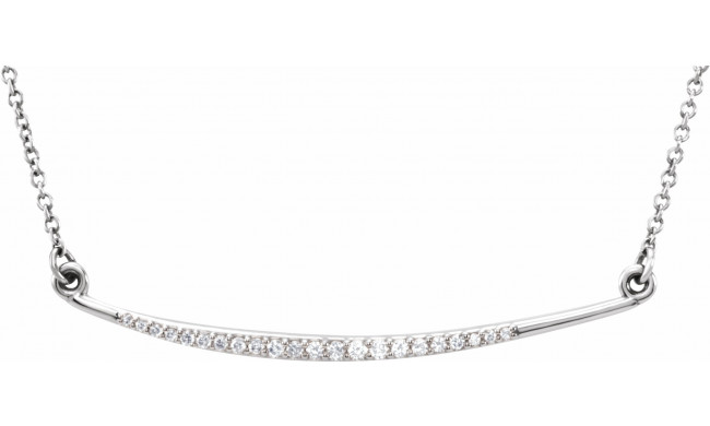 14K White 1/8 CTW Diamond Curved Bar 16 Necklace - 862916000P