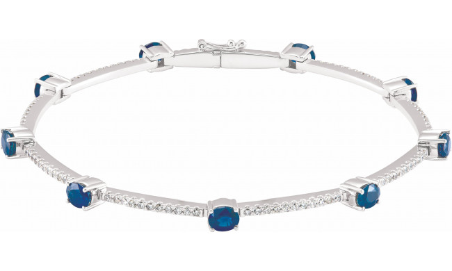 14K White Sapphire & 3/4 CTW Diamond Line Bracelet - 68934278P