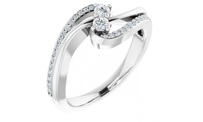 14K White 1/4 CTW Diamond Two Stone Ring - 65222360000P