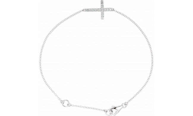 14K White 1/5 CTW Diamond Sideways Cross 8 Bracelet - 651343101P