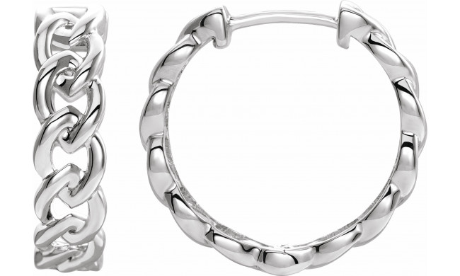 14K White 19.6 mm Chain Link Hoop Earrings - 653403601P