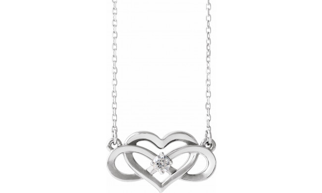 14K White 1/10 CTW Diamond Infinity-Inspired Heart 16-18 Necklace - 86677600P