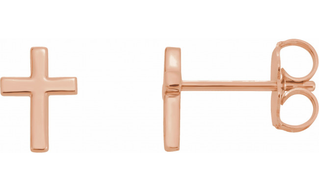 14K Rose 7.5 mm Cross Earrings - R17014607P