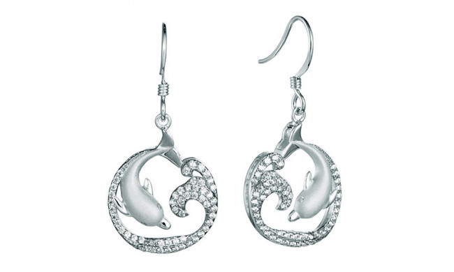 Alamea Sterling Silver and CZ Dolphin Earrings