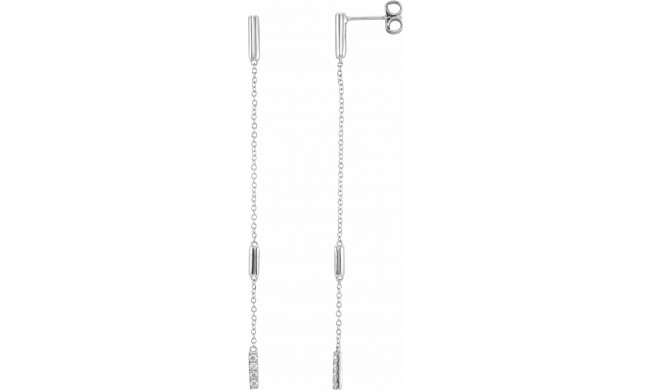 14K White 1/10 CTW Diamond Chain Earrings - 65233760000P