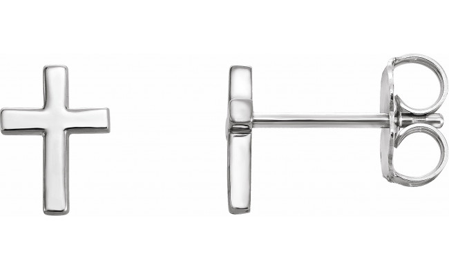 14K White 7.5 mm Cross Earrings - R17014605P