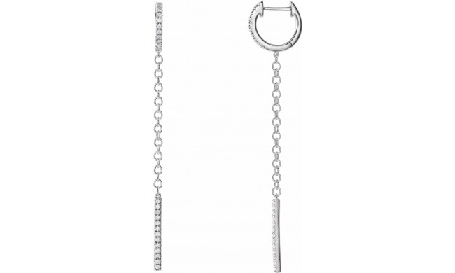 14K White 1/4 CTW Diamond Hinged Hoop Chain Earrings - 65346160000P