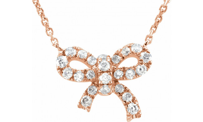 14K Rose 1/6 CTW Diamond Bow 18 Necklace - 65193760001P