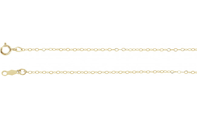 14K Yellow 1 mm Flat Cable 7 Chain with Spring Ring - CH464244377P