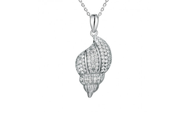 Alamea Sterling Silver and CZ  Shell Pendant