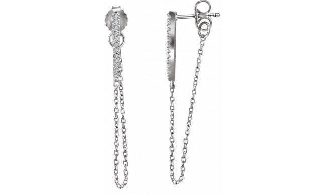 14K White 1/10 CTW Diamond Chain Earrings - 65233560000P