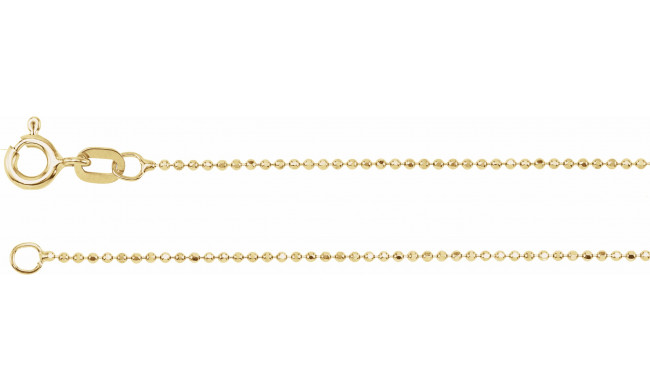 14K Yellow 1 mm Diamond-Cut Bead Chain 7 Bracelet - CH227244551P