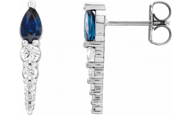 14K White Blue Sapphire & 1/4 CTW Diamond Earrings - 870256011P