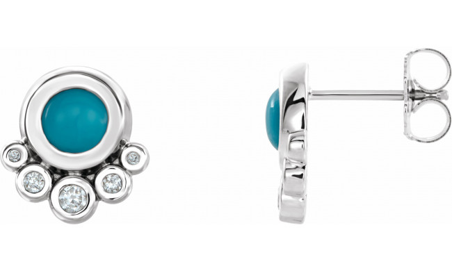 14K White Turquoise & 1/8 CTW Diamond Earrings - 86780620P