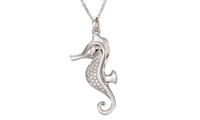 Alamea Sterling Silver and CZ Seahorse Pendant