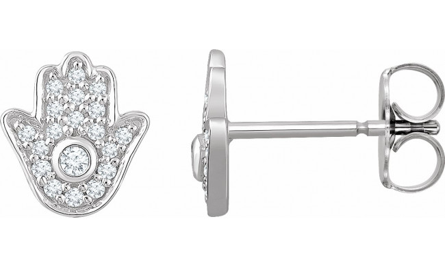 14K White 1/5 CTW Diamond Hamsa Earrings - 65273860002P
