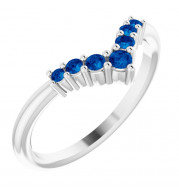 14K White Blue Sapphire Graduated V Ring - 720776004P