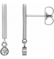 14K White 1/8 CTW Diamond Bar Earrings - 869066000P