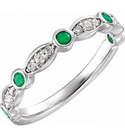 14K White Emerald & 1/6 CTW Diamond Ring - 65198960000P