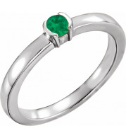 14K White Emerald Family Stackable Ring - 713566016P