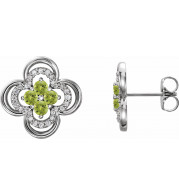 Platinum Peridot & 1/5 CTW Diamond Clover Earrings - 86370757P