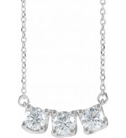 14K White 1 CTW Diamond Three-Stone Curved Bar 18 Necklace - 86917615P
