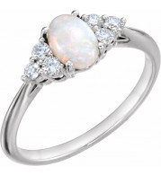 14K White Opal & 1/5 CTW Diamond Ring - 71812600P