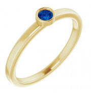 14K Yellow 3 mm Round Blue Sapphire Ring - 718066209P