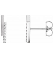 Platinum Beaded Bar Earring - 86569603P