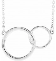 Platinum 20x14 mm Interlocking Circle 16-18 Necklace - 86742604P