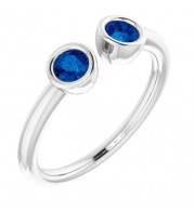 14K White Blue Sapphire Two-Stone Ring - 7189360004P