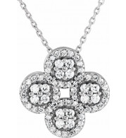 14K White 1/2 CTW Diamond Clover 18 Necklace - 86309600P