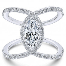 Gabriel & Co 14k White Gold Marquise Halo Engagement Ring