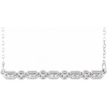 14K White 1/10 CTW Diamond Milgrain Bar 16-18 Necklace - 86705604P