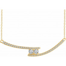 14K Yellow  3/8 CTW Diamond Two-Stone Bar 16-18 Necklace - 65230660001P