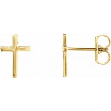 14K Yellow 10 mm Cross Earrings - R17014611P