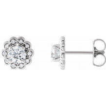 14K White 5/8 CTW Diamond Halo-Style Earrings - 86663605P
