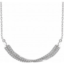 14K White 1/4 CTW Diamond Twisted Bar 16-18 Necklace - 65306060002P