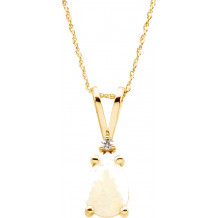 14K Yellow 9x6 mm Pear Opal & .02 CT Diamond 18 Necklace - 6902961972P