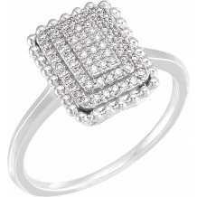 14K White 1/5 CTW Diamond Rectangle Cluster Ring - 65224560000P