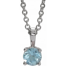 Platinum 6 mm Round Aquamarine Birthstone 16-18 Necklace - 653498837P