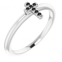 14K White .03 CTW Black Diamond Stackable Cross Ring - R43084606P
