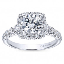 Gabriel & Co 14k White Gold Round Halo Engagement Ring