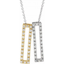 14K White & Yellow 1/3 CTW Diamond Rectangle 16-18 Inch Necklace - 65231160001P