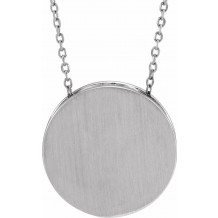 14K White 17 mm Scroll Disc 16-18 Necklace - 86634605P