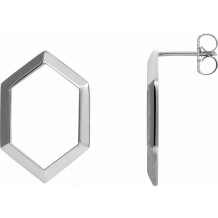 14K White Geometric Drop Earrings - 87020600P