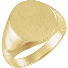 18K Yellow 14x12 mm Oval Signet Ring - 9320113047P